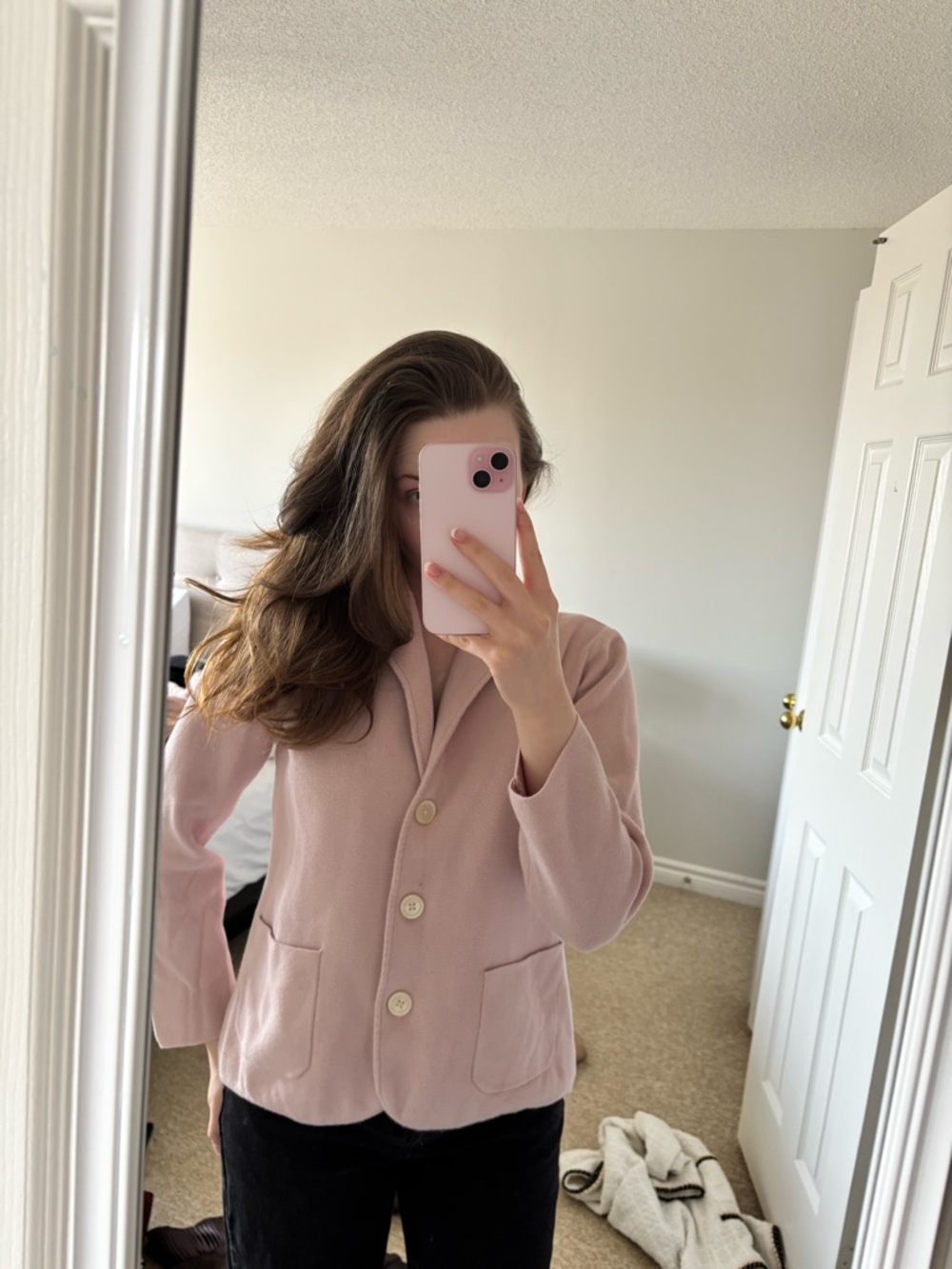 Women's Pale Pink Button Front Jacket